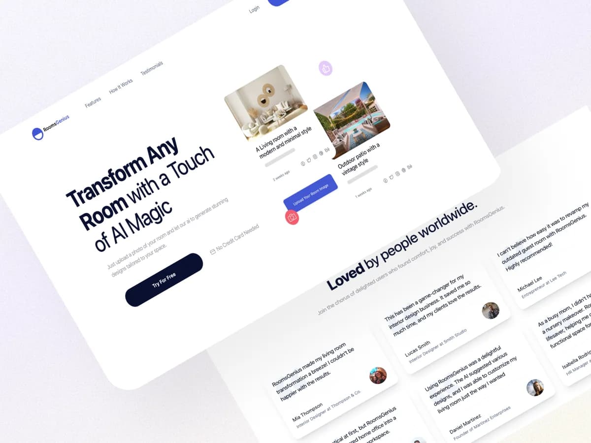 Rooms Genius website design